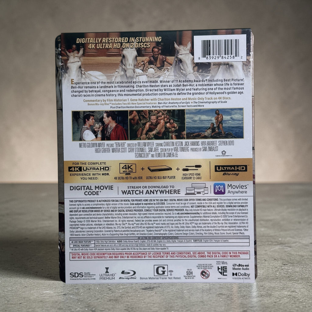 Ben-Hur (1959) 4K Ultra HD + Código Digital – Steelbook Edición Limitada (Agotada Mundialmente)