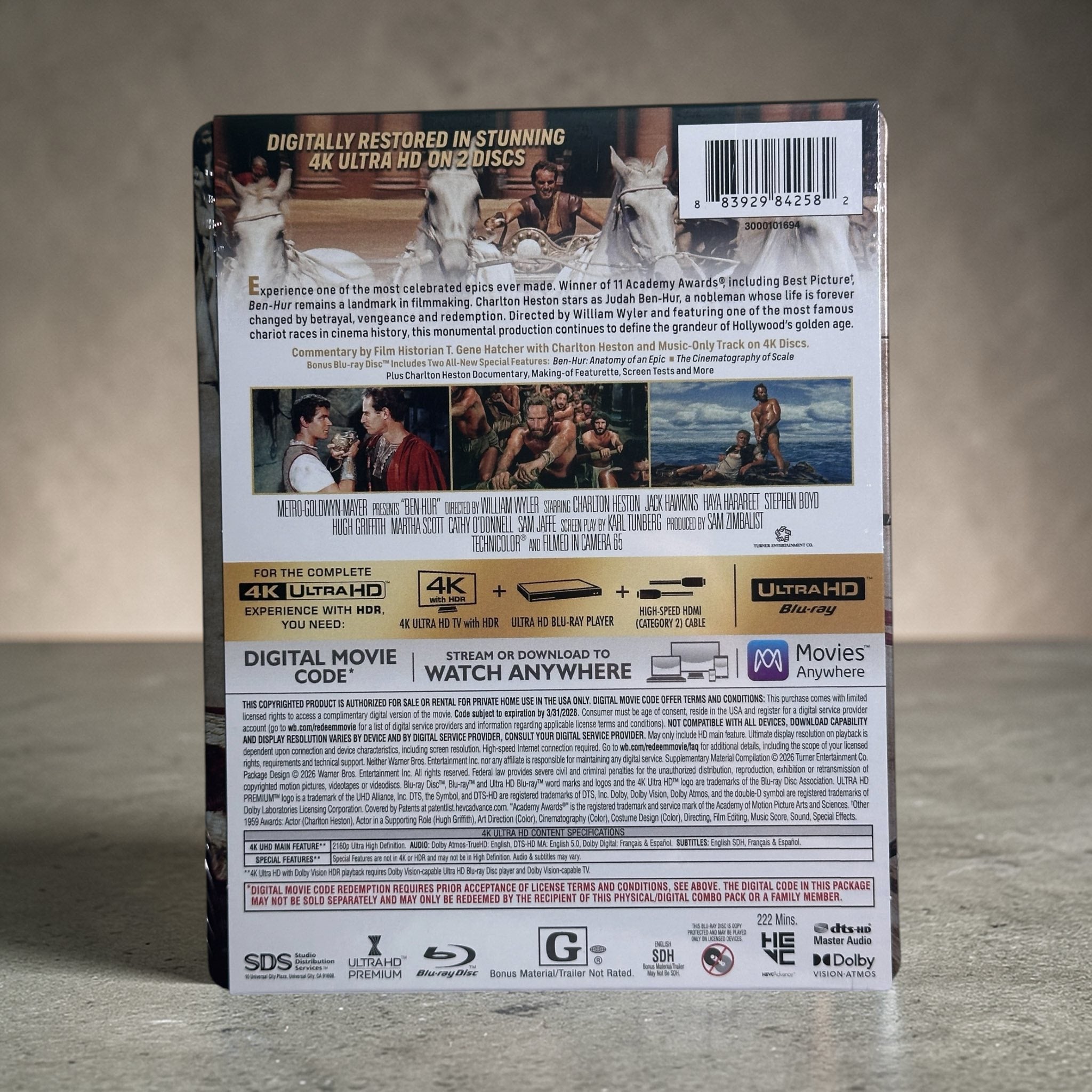 Ben-Hur (1959) 4K Ultra HD + Código Digital – Steelbook Edición Limitada (Agotada Mundialmente)