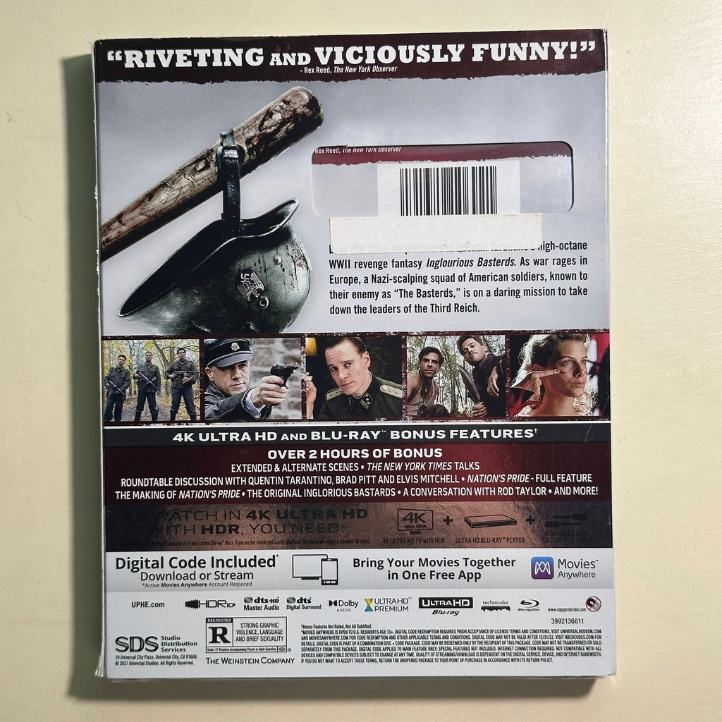Inglourious Basterds – Bastardos Sin Gloria 4K Ultra HD + Blu-ray + Código Digital (Slipcover)